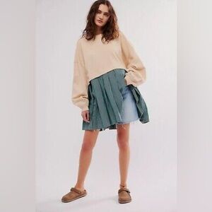 Free People Elenor Sweatshirt - Green striped  | Size L NWT